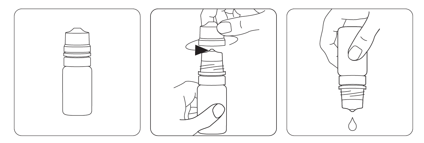 Illustration af brug af øjendråber